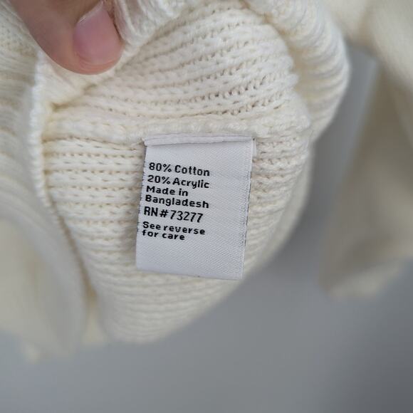 NEW Nine West 2XL Button Sleeve Sweater Ivory Knit Funnel Neck Retro Cozy NWT - Picture 5 of 5